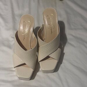 Jessica Simpson Beige Textured Mules
